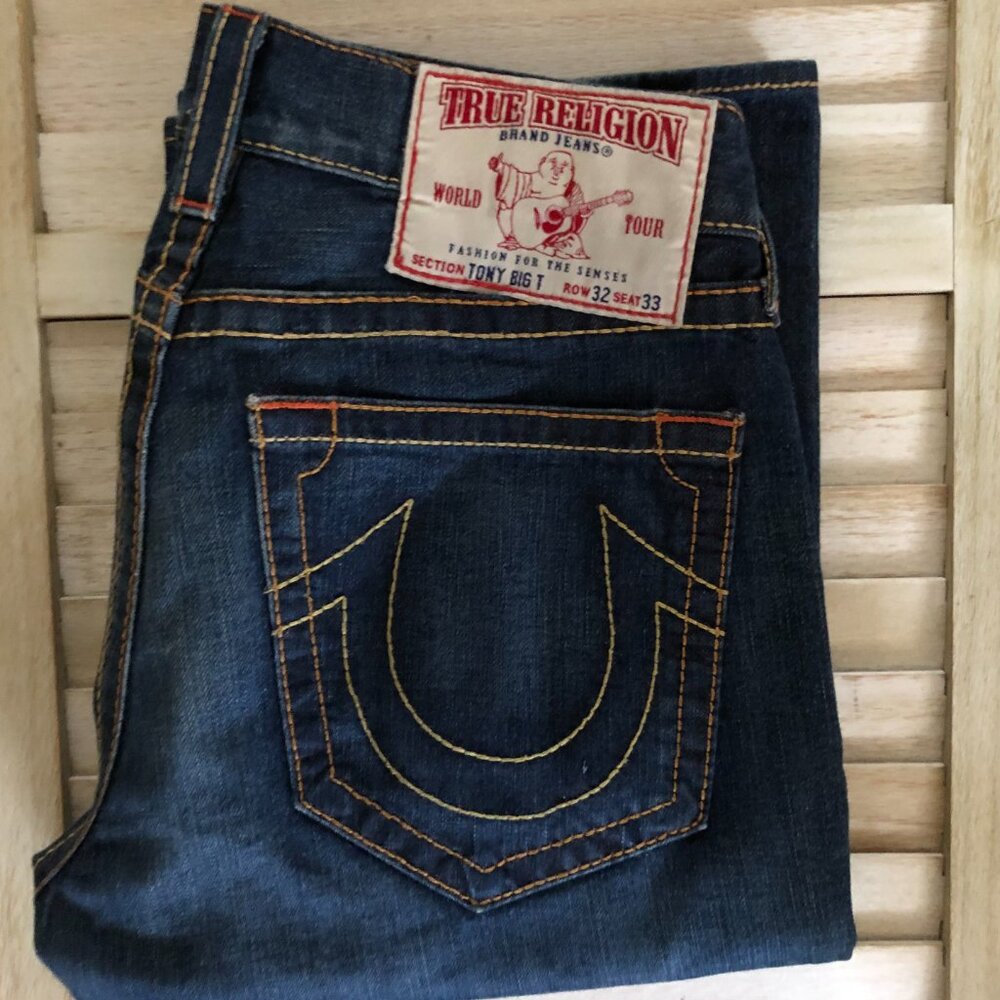 True Religion Tony Big T Jeans Men’s 34x33 World Tour Bootcut FREE SHIPPING